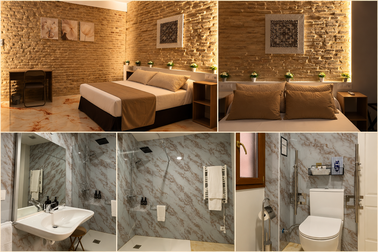 Habitación PMR y baño adaptado